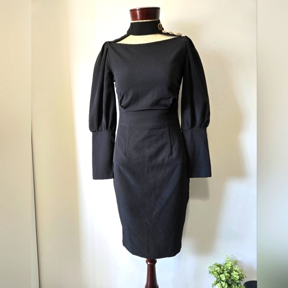 Jennifer By Design Club Blackfiyyed Choker Dress. Size Small - Picture 1 of 13